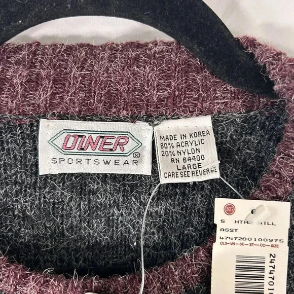 Vintage Diner Sportswear Sweater Men's Large Grey Crew Neck Long Sleeve Pullover - Picture 4 of 8